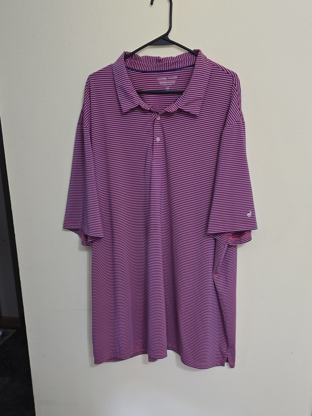 Men's Striped Polo Shirt - Pink and Navy